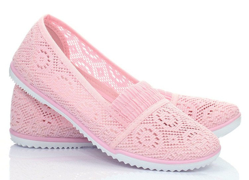 Różowe baleriny slip-on - Obuwie