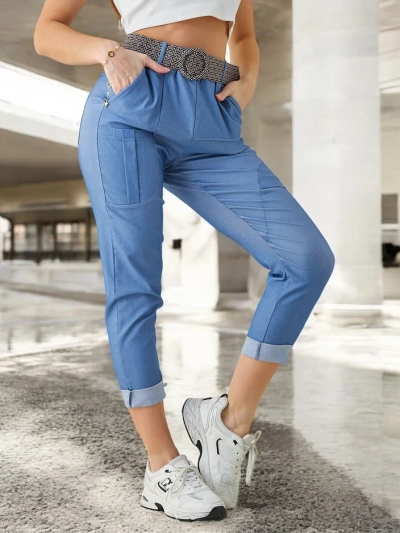 Royalfashion Damen Viskosehose mit einem Gürtel