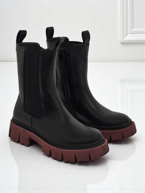 Високі жіночі ботильйони з екошкіри на кольоровій підошві Dorvella