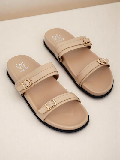 Royalfashion Damen-Pantoletten aus Öko-Leder EcoTwins Slides