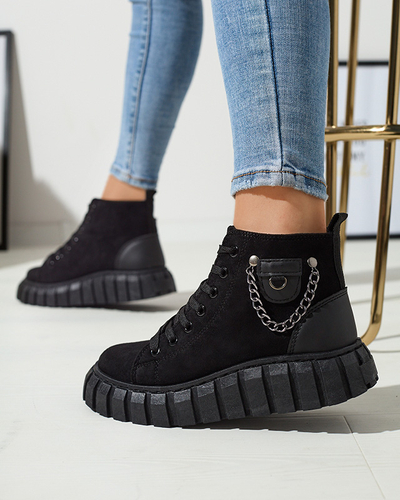 Schwarzer Damen-Schnürstiefel mit Verzierungen Tamti - Schuhe