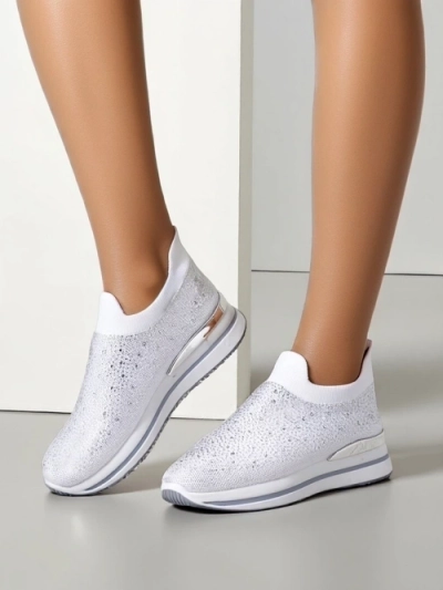 Royalfashion Damen Slipper Sportschuhe aus Stoff mit Strass Adeq