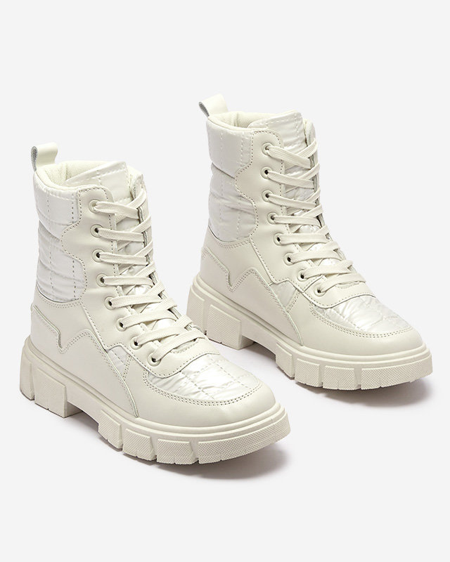 Calista Damen Schuhe Modische Flache Stiefeletten Creme