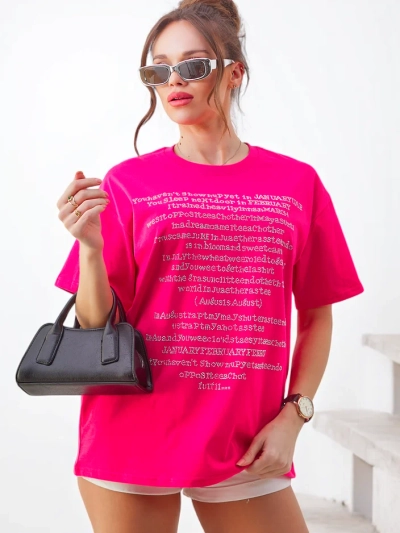 Royalfashion Damen Baumwoll-T-Shirt mit Strassschriftzug