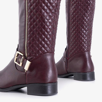 Burgunder gesteppte Damenstiefel in der Mitte der Wade Latonya - Schuhe