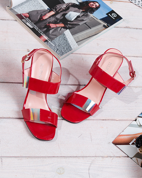 Жіночі лаковані босоніжки на стовпі в червоних туфлях Alar