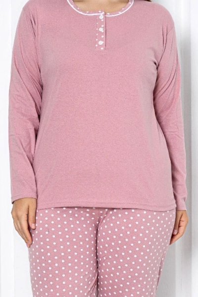 Royalfashion Damen Baumwolle 2-teilige Polka Dot Schlafanzug PLUS SIZE
