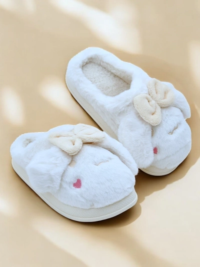 Royalfashion Damen-Fellslipper mit einer Schleife Savos