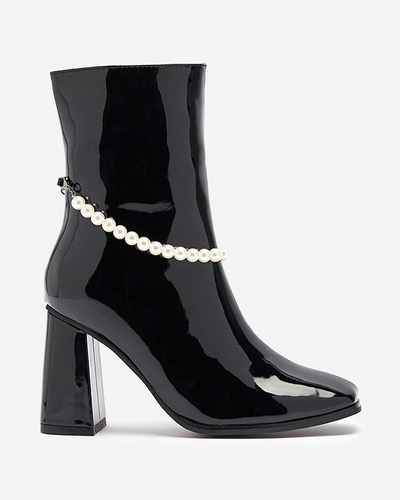 Schwarz lackierte Damenstiefel mit hohem Schaft Rassla- Footwear