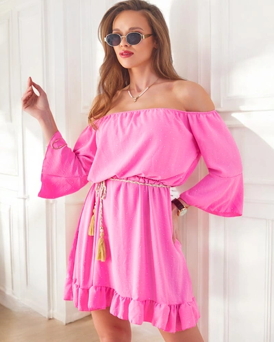 Royalfashion Damen-Minikleid im spanischen Stil mit langen Ärmeln und Strasssteinen