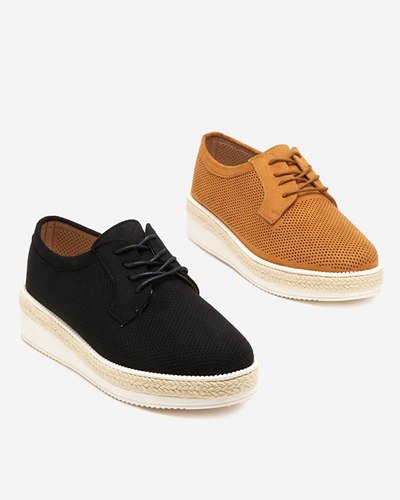 OUTLET Kamelfarbene Damenschuhe mit durchbrochenem Lefina-Obermaterial - Schuhe