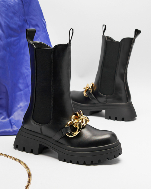 Жіночі черевики з ланцюжком чорного кольору Evves- Footwear