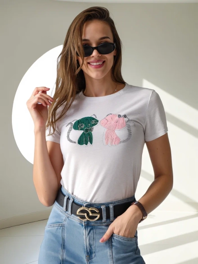 Royalfashion Damen Baumwoll-T-Shirt mit Kätzchen