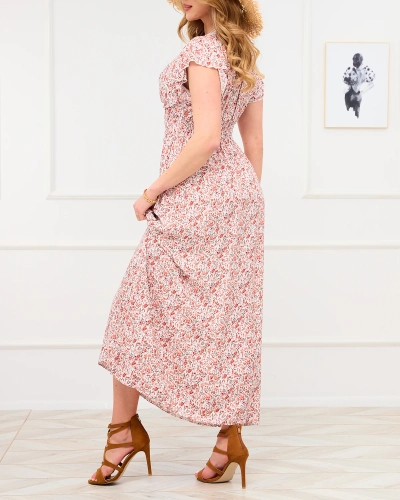 Weißes und orangefarbenes Maxikleid für Damen - Kleidung