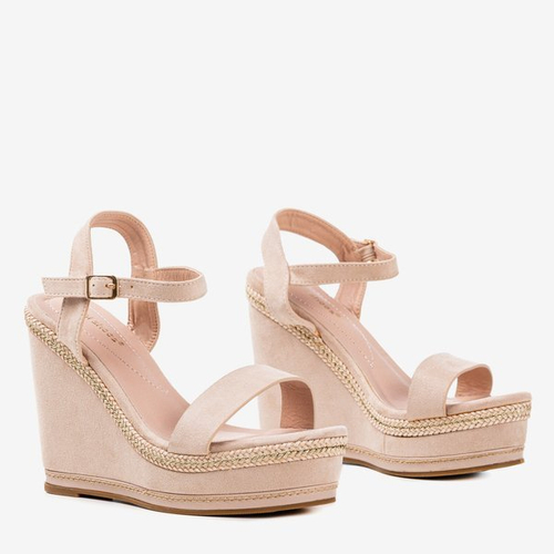 Бежеві босоніжки на підборі на клині Деметера - Взуття 1