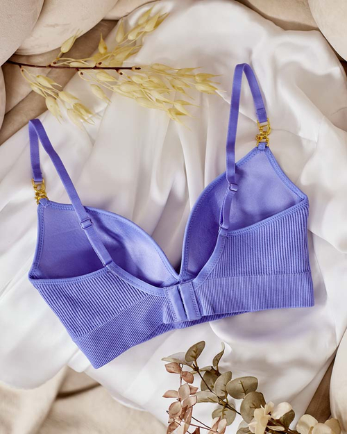 Royalfashion Жіночий ребристий бюстгальтер з декоративними бретелями