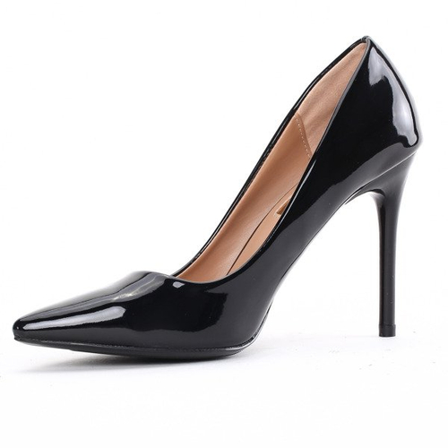 Czarne, lakierowane szpilki 10 cm - Obuwie