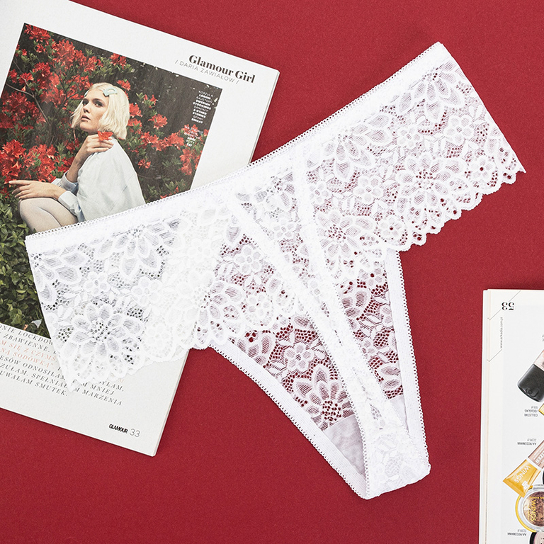 Damen Tanga aus weißer Spitze - Unterwäsche