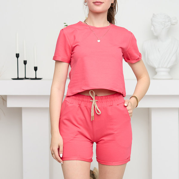 Sport-Sweatset aus Baumwolle in Neonpink für Damen - Kleidung
