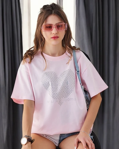 Royalfashion Damen Baumwoll T-Shirt LOVE mit Kristallen