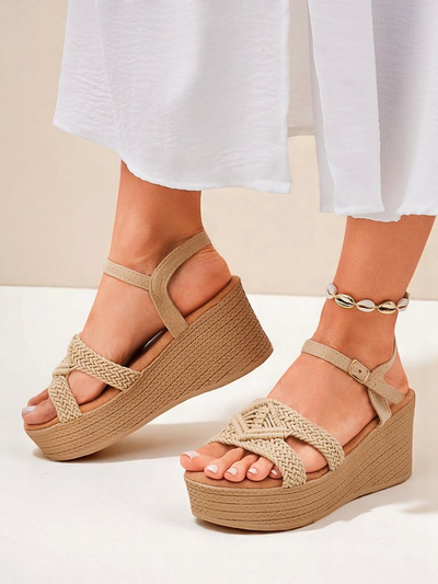 Royalfashion Damen-Sandalen mit geflochtenem Keilabsatz Sunny Day