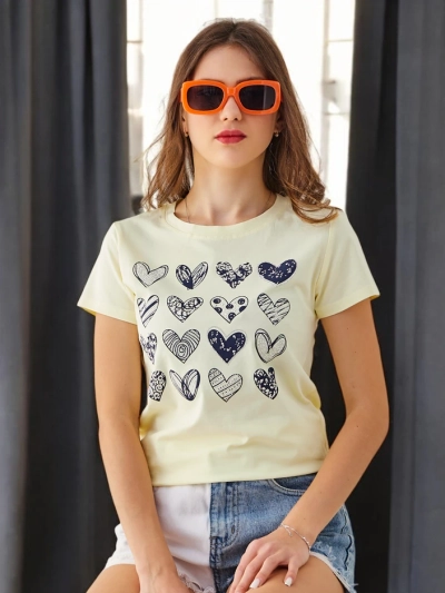 Royalfashion Damen Baumwoll-T-Shirt Viele Herzen