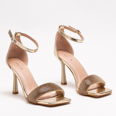 OUTLET Goldene Damensandalen auf hohem Absatz Enedi - Schuhe