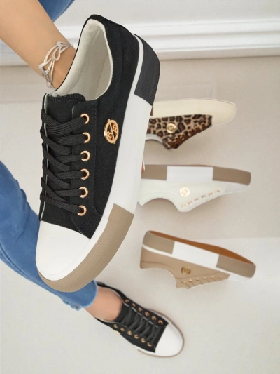 Schwarze Damen-Aurelio-Canvas-Sneaker