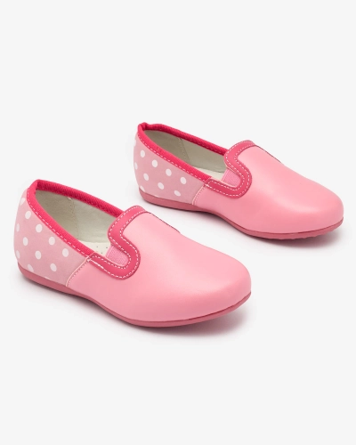 Rosa Halbschuhe für Mädchen aus Ökoleder mit Erbsenprint Rellme- Footwear