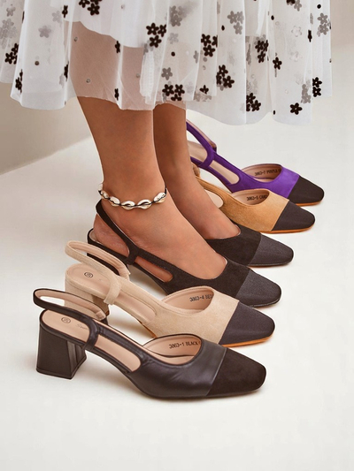 Royalfashion Damen Pumps mit niedrigem Absatz und dekorativer Spitze Eleganzo