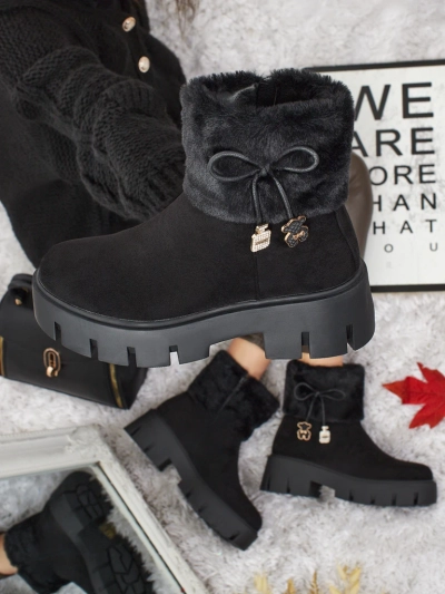 Höhere Damen Stiefeletten aus Öko-Wildlederimitat mit Fell Vernaya