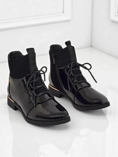 Lackierte Damenstiefeletten Avoria mit Schnürung