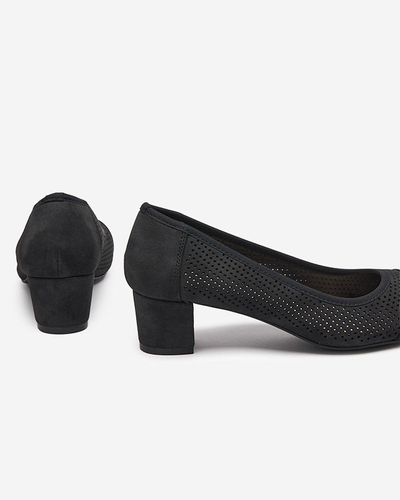 Schwarze durchbrochene Pumps auf dem Pfosten in Schwarz Pollam - Footwear