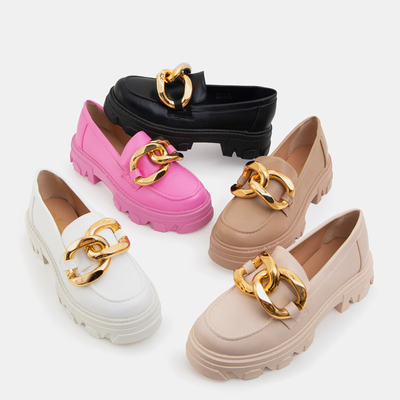 OUTLET Beige Schuhe mit goldener Verzierung Lygia - Schuhe