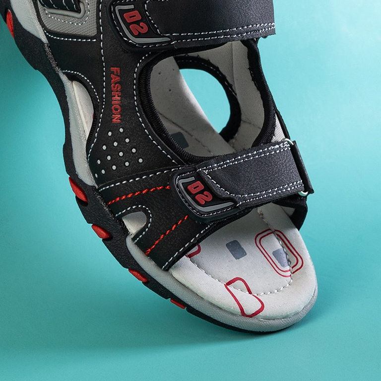 Schwarze Jungensandalen mit Klettverschluss Mediu - Footwear