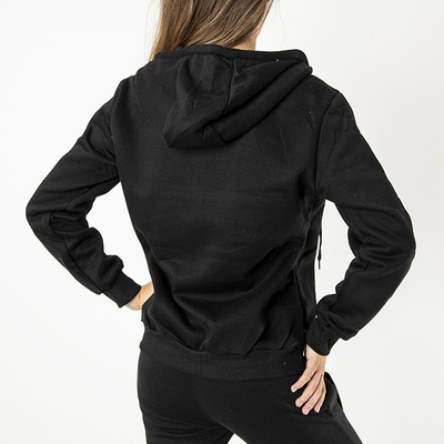 Schwarzer Damen Kapuzenpullover mit Reißverschluss - Kleidung