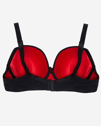 Schwarz-roter Push-up-BH aus Spitze für Damen - Dessous