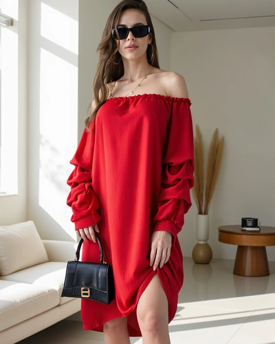 Royalfashion Glattes Damenkleid a'la Spanisch mit Rüschen