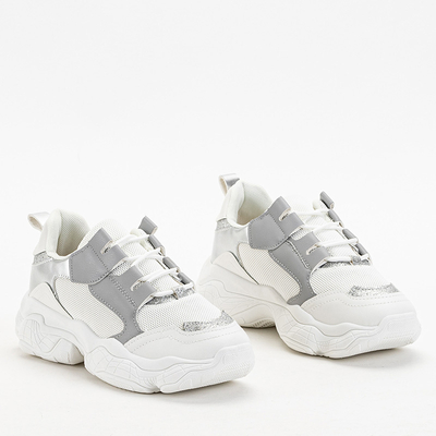 Weiße Plateau-Sneaker für Damen mit silbernen Einsätzen von Verica - Footwear