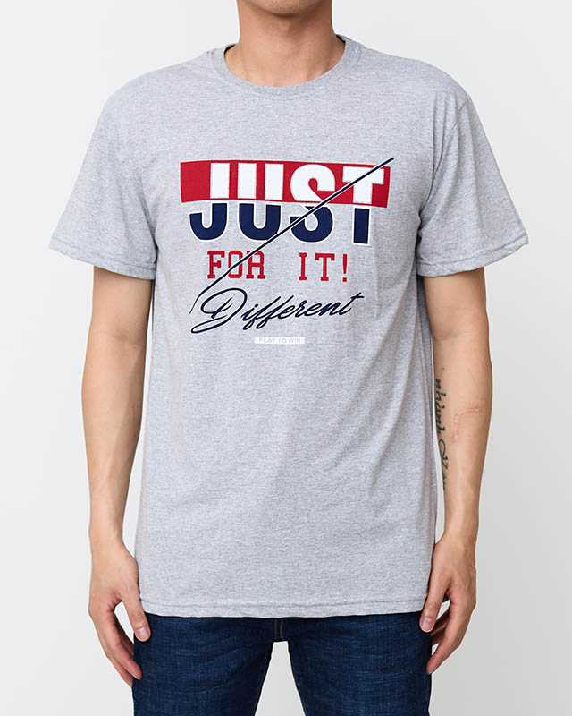 Graues trendiges Herren-T-Shirt mit Aufdruck - Bekleidung