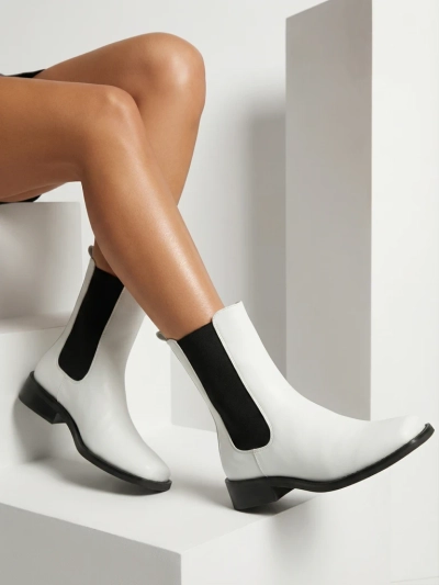 Damenstiefeletten Astra Weiß Leder Elegant für den Herbst