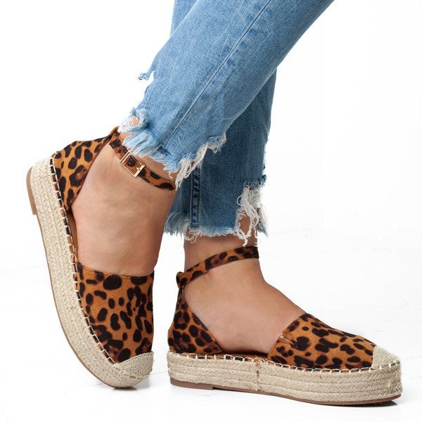 OUTLET Espadrilles auf Plateau mit Leo-Print Qitina - Schuhe