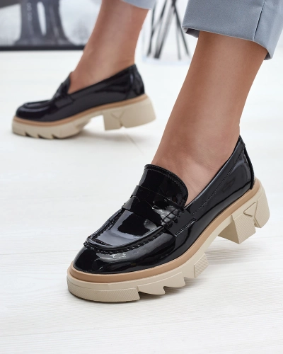 Schwarze Damen Mokassins aus Öko-Lackleder Sepop- Footwear