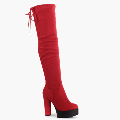 Rote Overknee-Stiefel mit hohen Absätzen in Rot Numi - Footwear