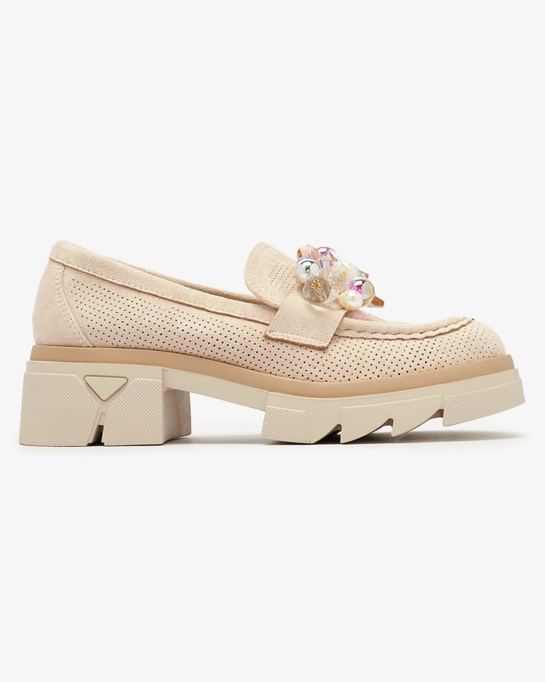 Durchbrochene Mokassins für Damen in Beige Peloga- Footwear
