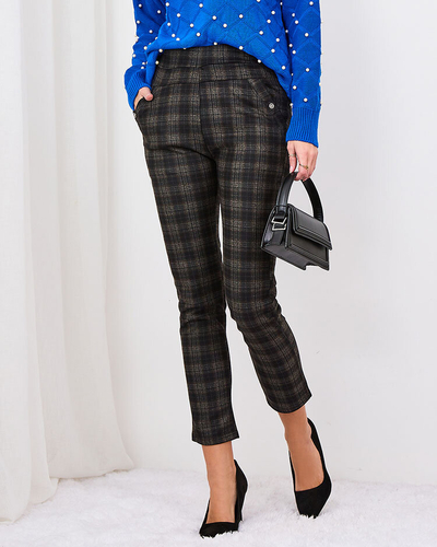 Royalfashion Brown Women's insulated checked treggings