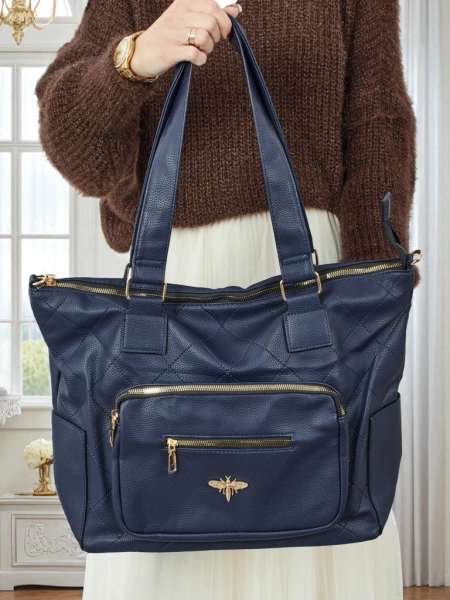 Damen Shopper Handtasche Öko Leder gesteppt Marvaya