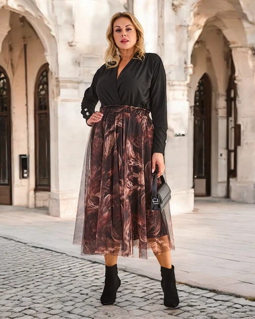 Жіноча двошарова міді-спідниця Royalfashion