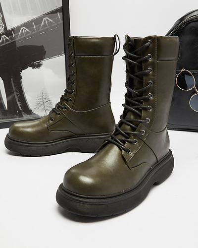 Dunkelgrüne Damen-Schnürstiefel Ferisis - Footwear