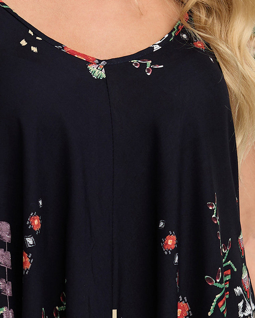 Жіноча темно-синя сукня з асиметричним подолом з принтом - Одяг